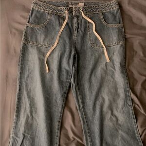 70’s Style Drawstring Flare Jeans